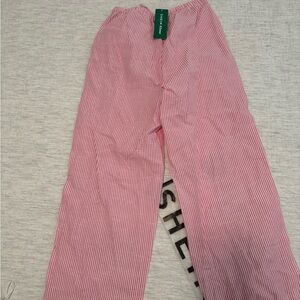 New pink Striped linen pants size Large